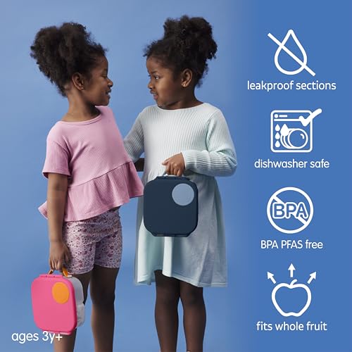 Image of b.box Mini Lunch Box Kids | 4.25 Cup Leak Proof Bento Box for Kids Ages 3+ | 3 Compartment Snack Containers, School Lunch Container, Dishwasher Safe, BPA-Free, PFAS-Free - Midnight