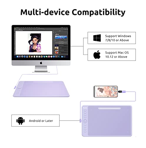 Image of Parblo Intangbo M Drawing Tablet 10x6 inch,Digital Graphic Tablet with 8192 Levels,Battery-Free Stylus and 8 Hot-Keys Drawing Pad,Work with Window /Mac,Android,Purple