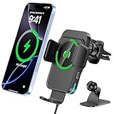 ✅【Upgraded Intelligent Auto-Clamping】The wireless car charger's arms will auto-opening after connecting to power, and will auto clamping firmly once place your phone in, don't need to manually adjust to clamping the phone. Releasing the phone is as e...
