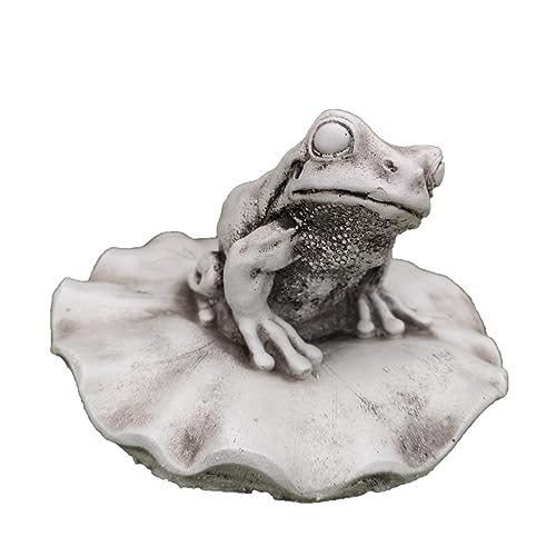 Figura para Exterior Rana Nenúfar de hormigón Piedra Artificial 17x11cm. Peso 1Kg. |Decoración jardín