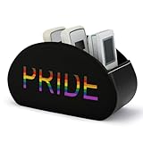 LGBT Gay Lesbian Pride Remote Control Holder PU Leather Tray Remote Storage Box with 5 Spacious Compartments