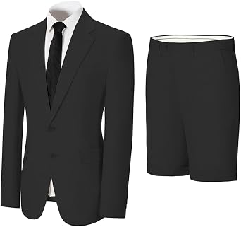 Solove-Suit Mens 2 Piece Linen Suits Set Regular Fit Casual Blazer Jacket and Summer Shorts for Men Jacket+Shorts