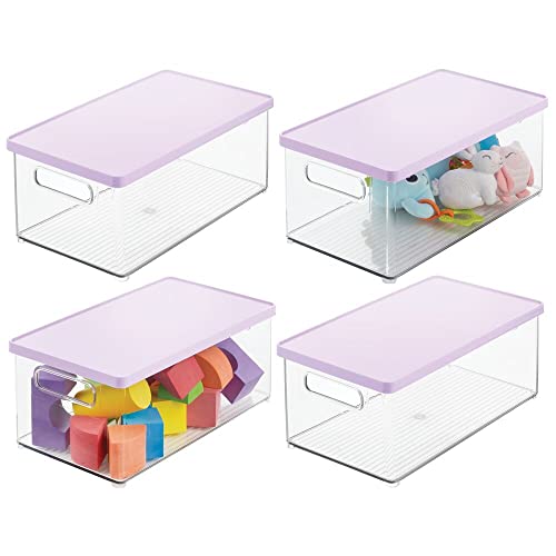 Best Cyber Deals ๐ฅ mDesign Stackable Plastic Storage Bin Box with Removable Lid - for Organizing Baby/Child's/Kids Toys, Action Figures, Markers, Blocks, Crafts, Dog/Cat Toy Box - 4 Pack - Clear/Light Purple Best Cyber Deals ๐ฅ mDesign Stackable Plastic Storage Bin Box with Removable Lid - for Organizing Baby/Child's/Kids Toys, Action Figures, Markers, Blocks, Crafts, Dog/Cat Toy Box - 4 Pack - Clear/Light Purple
