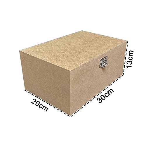 Caixa Lisa Com Dobradiça e Fecho P/Cadeado 30x20x13 em Mdf Cru