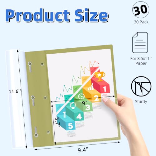 Image of HAUTOCO 30 Pack Report Covers with 3 Prongs, Heavy Duty Clear Front Plastic Presentation Folders, Letter Size 8.5x11 Document Covers for School Office Business, Assorted 10 Colors