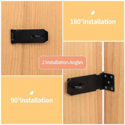 2 Pcs Stainless Steel Padlock Hasp, Door Latch Hasps with Padlocks Keys and Screws - Image 4