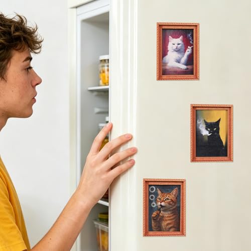 Imanes Decorativos de Madera con Diseño de Gato Retro 5 Pcs miniatura 6