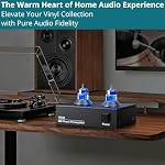 Tube Phono Preamp, MM Turntable Preamplifier, 6J2 Vacuum Hi-Fi Headphone Amp for Home Theater/Record Player/Stereo Amplifier/Active Speaker