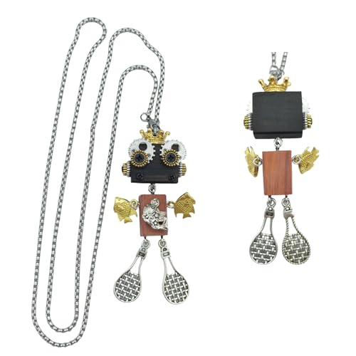 Steampunk Wooden Robot Zodiac Necklace – Handmade Punk Style Pendant for Men & Women – 12 Horoscope Signs Gift – Unique Wood Punk Goth Jewelry for Birthdays & Fashion Lovers4