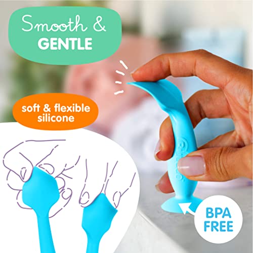 Bumco Mini Baby Diaper Cream Spatula with Case - BPA-Free Silicone Diaper Spatula with Suction Cup, Wipe-Clean Baby Bum Brush, Mom-Invented Butt Paste Applicator (Blue) by Baby Bum Brush - Image 5