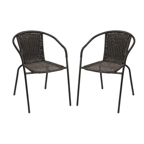 Shiito | Modelo Brasil – Set de 2 Sillones de Exterior | Comodidad y Resistencia para tu Terraza | Diseño con Reposabrazos – Color Bronce – 53x72x50 cm