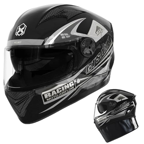 Krmoau Casco integrale per motociclisti, copricapo da moto, per adulti, per uomini e donne, per moto, scooter, ciclomotori