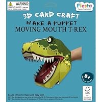 Fiesta Crafts T-Rex 3D Dinosaur Hand Puppet Craft Kit - Colourful & Easy to Assemble Dino Hand Puppet - Complete Arts and Crafts Set to Improve Motor Skills, Creativity, & Imagination
