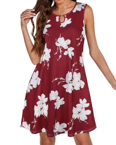 Image of Summer Dresses for Women 2026 Casual Sleeveless Sundress Floral Loose Fit Beach Cover Up with Pocket