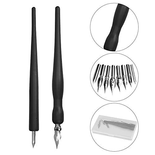 MONCAP 10TLG Federhalter und Halter Set Manga Cartoon Comic Dip Pen mit Stifthaltern Schreibfedern Kalligraphie Stift Ersatzspitzen Zeichenfeder für Karikaturisten Künstler Designer