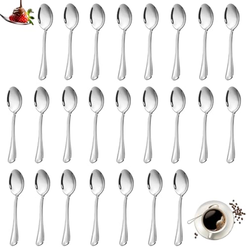 24 Piezas Cucharillas Cafe de Acero Inoxidable, 14cm Cucharas de Postre, Cucharas de Café Pequeñas, Aptas para Lavavajillas, Cucharas de Té, Cucharillas Pulido de Espejo para Casa, Restaurante, Fiesta