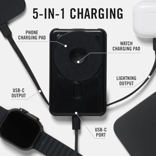 Ridge-Magnetic-Power-Bank-Fast-Charging-Compatible-with-MagSafe-Portable-Charger-Power-Bank-with-Built-in-Cable-and-Wireless-Charging-5-in-1-Charging-Magnetic-Attachment-Matte-Black