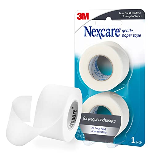 Nexcare Gentle Paper Medical Tape, 1 Inch x 10 Yards (2 Rolls) â€“ Hypoallergenic First Aid Surgical Tape for Sensitive Skin, Latex-Free