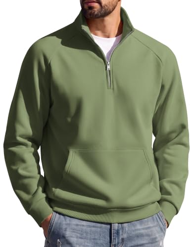 COOFANDY Mens Quarter Zip Pullover Fleece Mock Neck Casual Sweatshirt