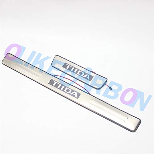 Olike For Nissan Tiida 2004-2011 Car Led Door Sill Scuff Plate Entry Guard Door Sill Protector Trim #TOP5