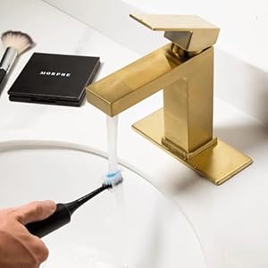 Brushed gold bathroom faucet single hole lava odoro brass bathroom sink faucet single handle gold vanity faucet with drain assembly deck plate included bf307 sg  urban country home decor