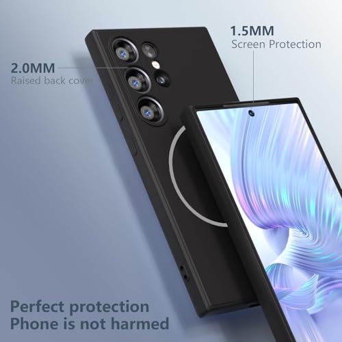 Image of DIZORO Microfiber Candy Case Compatible for Samsung S26 Ultra 5g Magnetic Silicone Case, Compatible with MagSafe Shockproof, Anti-Scratch Soft Non-Slip Full Body Protective Back Cover (Black)