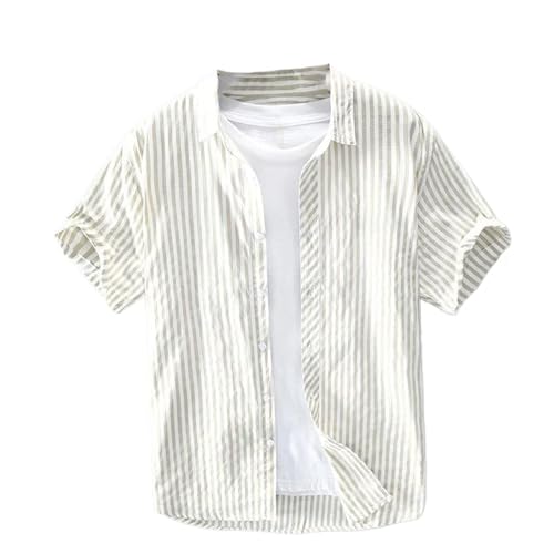 Chemise d'été manches courtes homme coupe ample à rayures style décontracté chic