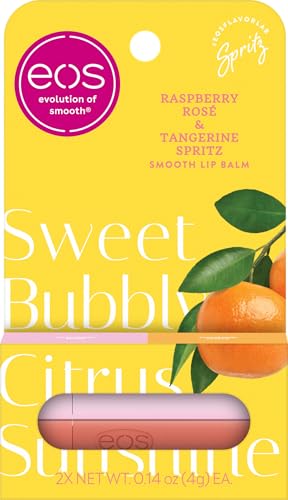 Image of eos Limited Edition Lip Balm, Raspberry Rose, Tangerine Spritz - Moisturizing, Hydrating Lip Balm, For Dry Lips, Shea Butter, Gift Set, Cruelty-Free, 0.14 oz, 2-Pack
