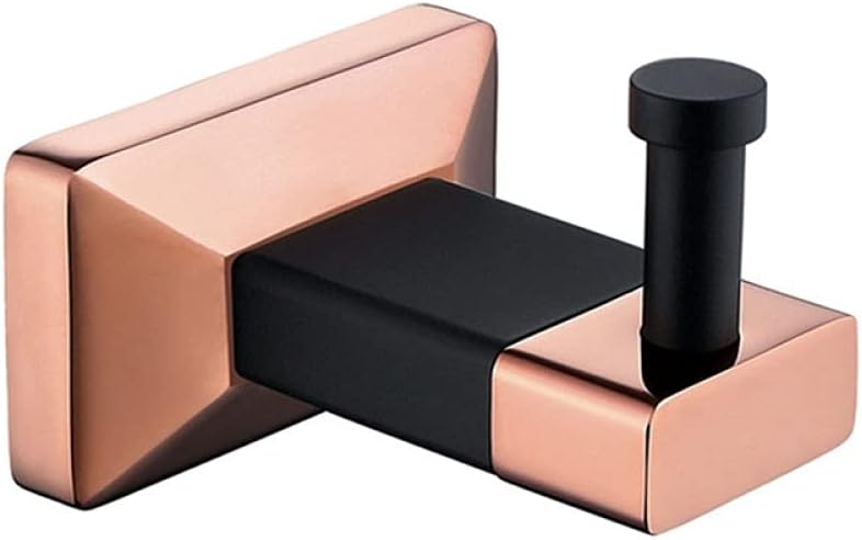 Brass Rose Gold and Black Bathroom Hardware Set - Sturdy Robe Hook, Ceramic Toilet Brush Holder, and Metal Paper for Elegant Storage Solutions(Robe Hook)
