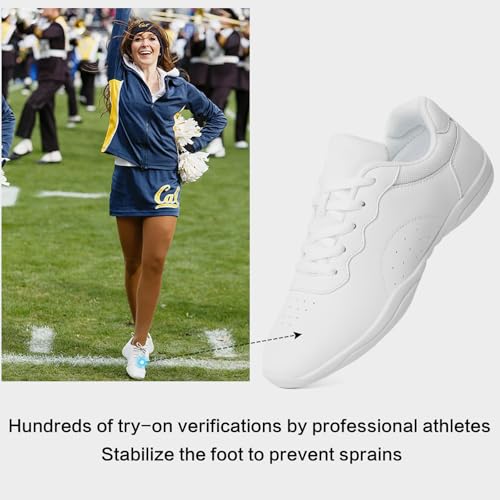 Image of Cheer Shoes for Youth Girls White Cheerleading Athletic Dance Shoes Tennis Sneakers for Competition Sport Training