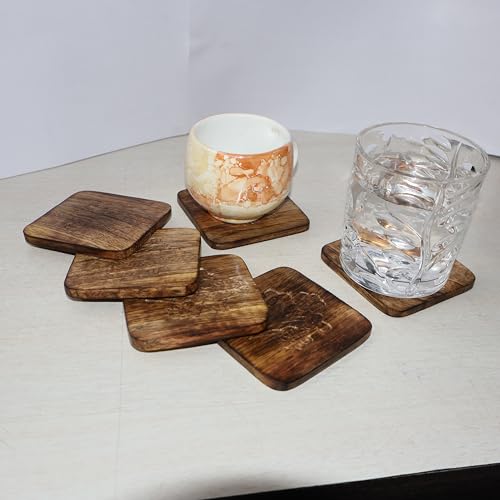 Image of Wooden Coaster Set with Cutlery and Tissue Holder, Kitchen Counter Organizer, Multipurpose Storage Solution