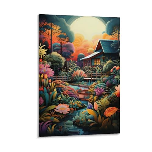 Décoration murale jungle en toile 40x60 cm pour salon élégant