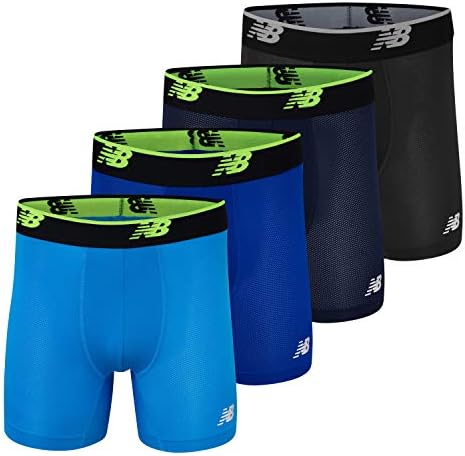 New Balance Men's No Fly Boxer Brief Underwear with Jacquard Waistband, Breathable Lightweight, Moisture Wicking (3 Pack)