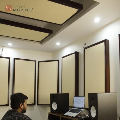 Image of Timber Acoustics Soundproofing Wooden Frame Acoustic Panels, Rockwool Safe 'n' Silent Pro. (WALNUT) [SET OF 3] (Wine, 2'X4'X5 inch)