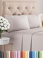 4 Piece Bed Sheet Queen Size Set, Flat Sheet, Fitted Sheet and 2 Pillowcases – Wrinkle Free, Soft Microfiber Sheets with Deep Pockets for Mattresses up to 35cm, Oeko-TEX Certified - Light Grey