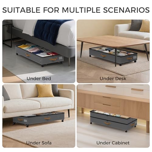 BETBEM 75L 4 Pack Adjustable Under Bed Storage with Wheels by BETBEM - Used condition - Image 7