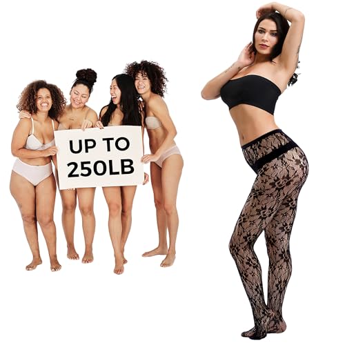 3Pcs Black Tights for Women, Patterned Fishnet Stockings for Women, Stylish Lace Thigh High Stockings Pantyhose Black Fishnets Leggings Lace Tights for Daily Wear Dating Party4