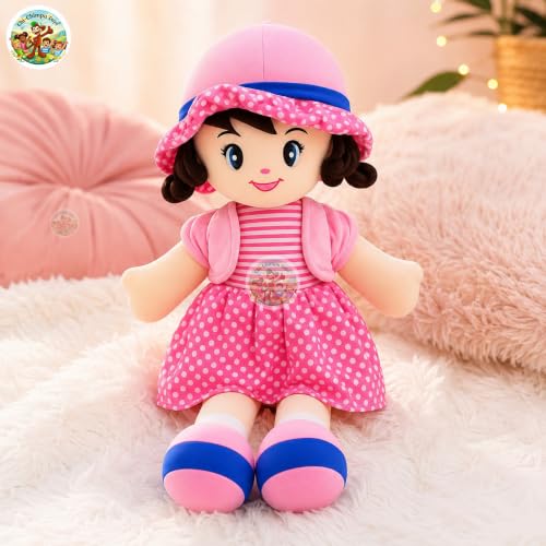 Image of Chi-Chimpu Toyss Soft Curly Doll 30cm (Pink) | Ultra Soft Plush Baby Doll for Girls | Cute Stuffed Doll Toy | Washable & Skin-Friendly | Birthday Gift, Nursery & Kids Room Decor |