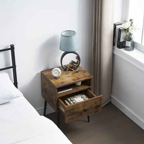 Image of VECELO Modern Nightstands Set of 2,Square End Side Table with Drawer and Storage Space for Bedroom and Living Room