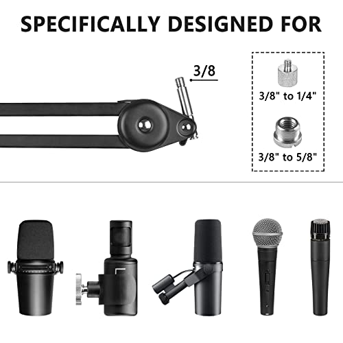 Geekria for Creators Professional Microphone Boom Arm Compatible with Shure MV88+, SM7B, MV7, SM57, Suspension Mic Stand - Image 4