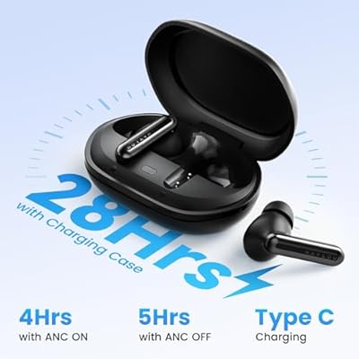 HAYLOU Mori Pro Noise Cancelling Wireless Earbuds, 43dB Auto-Adjustable ANC, 10mm Drivers Bluetooth Earbuds with 6 AI ENC Mic, 28H Playtime, Touch Control, IPX4 Water Resistant in-Ear Ear Buds