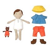 Manhattan Toy Playdate Friends Alex można prać w pralce i suszyć w suszarce, lalka 35,56 cm, z małym niedźwiedziem, wypchane zwierzę