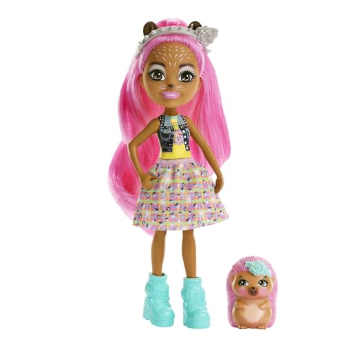 Enchantimals City Tails Main Street Hensley Hedgehog y Spiney Muñeca con Mascota Erizo, Juguete +4 años (Mattel HKN13)