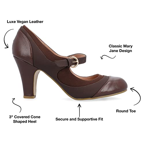 Journee Collection Womens Siri Block-Heeled Mary Jane Pumps With Buckled Strap, Brown, 8 #TOP1