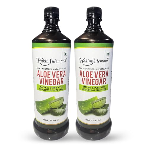 Hakim Suleman's 100% Pure Aloe Vera Vinegar – Organic, Natural Detox & Digestive Support, Healthy Skin & Hair Care Supplement - 900 ml (Pack of 2)