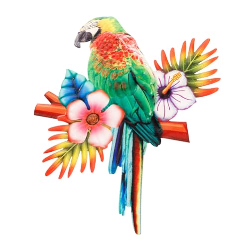 SUPVOX Décor Mural Perroquet Métal Compact Statue Résistante Ornement Mignon pour Jardin et Intérieur Suspension Murale Décorative Rouge