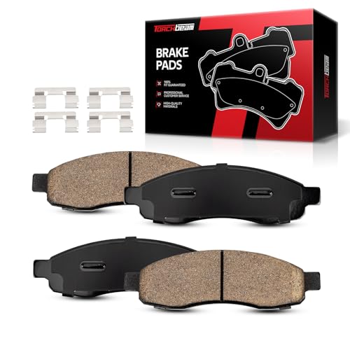 Torchbeam Front Ceramic Disc Brake Pads Set Fit For 2004-2007 Nissan TITAN, 2005-2006 Armada, 2004 Pathfinder Armada, 2004-2006 INFINITI QX56,4pcs Brake Kit,D1015