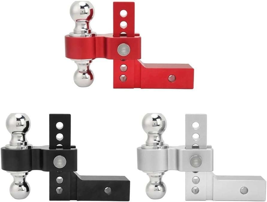 OUTMX Adjustable Trailer Hitch 6in Drop Rise 12500LBS Capacity Stainless Steel for 2in Heavy Truck GTW Traction Hook Receiver(Red)