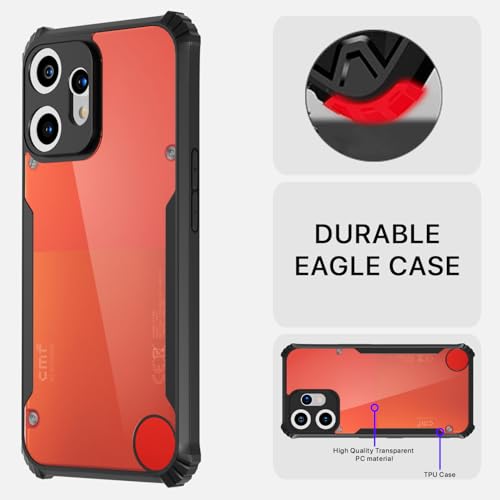 Image of Outlouders Back Cover for CMF by Nothing Phone 2 Pro 5G | Ultra Hybrid Transparent | Full Camera Protection | Raised Edge | Crystal Clear Bumper Case(Black)