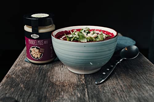 Betty Butter Bio Premium Mandelmus weiß, Rohkost-Qualität, 4 x 330 g, natürliches Nussmus ohne Zucker, Mandelmus ohne Zucker, Mandelpüree, Mandelbutter, ohne Zusatzstoffe, kein Palmöl